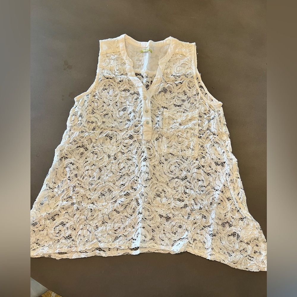 Women’s Giani Bini Sleeveless Lace Tank in Ivory, size M
